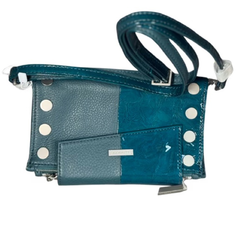 Hammitt Levy Dipped Teal/Brushed Silver Wallet Clutch or Crossbody NWT